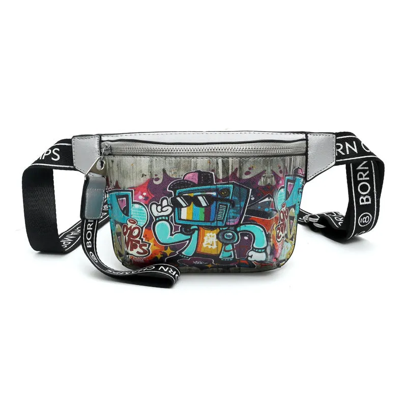 Women's Iti Printed Little Bear Pattern Contrast Crossbody Bags