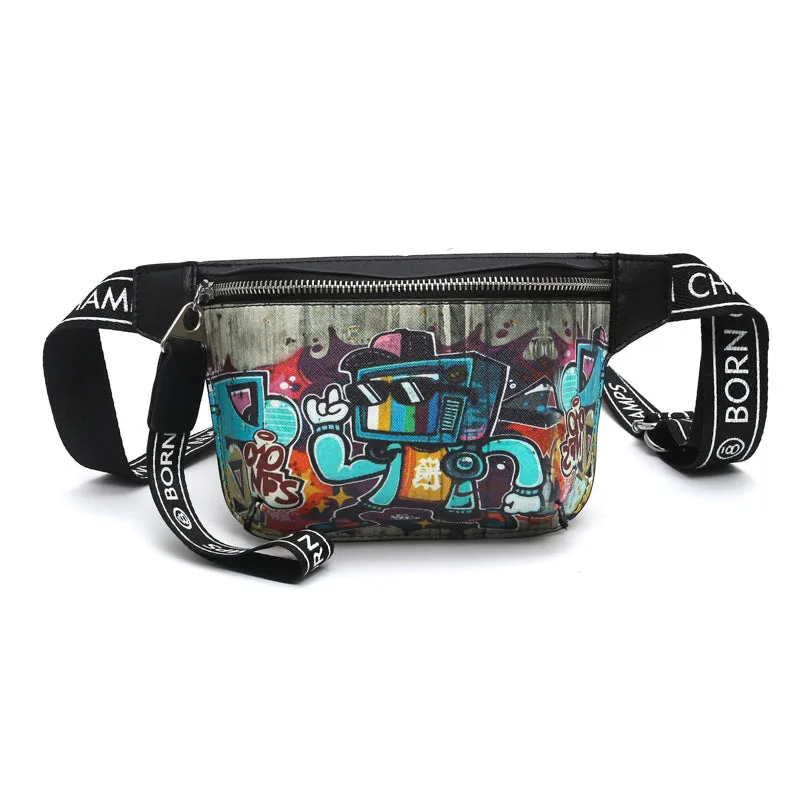 Women's Iti Printed Little Bear Pattern Contrast Crossbody Bags