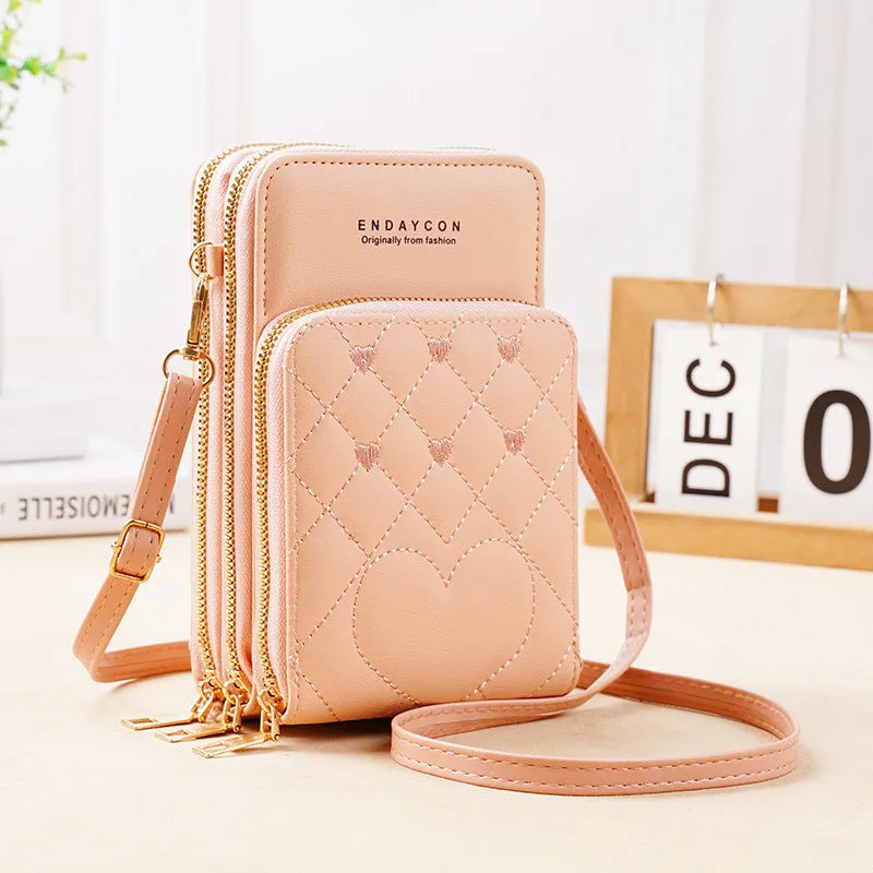 Women's Large Capacity Fashion Simple Zipper Mobile Phone Bags