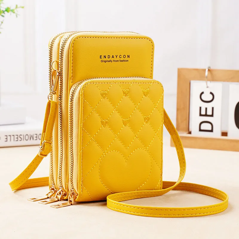 Women's Large Capacity Fashion Simple Zipper Mobile Phone Bags