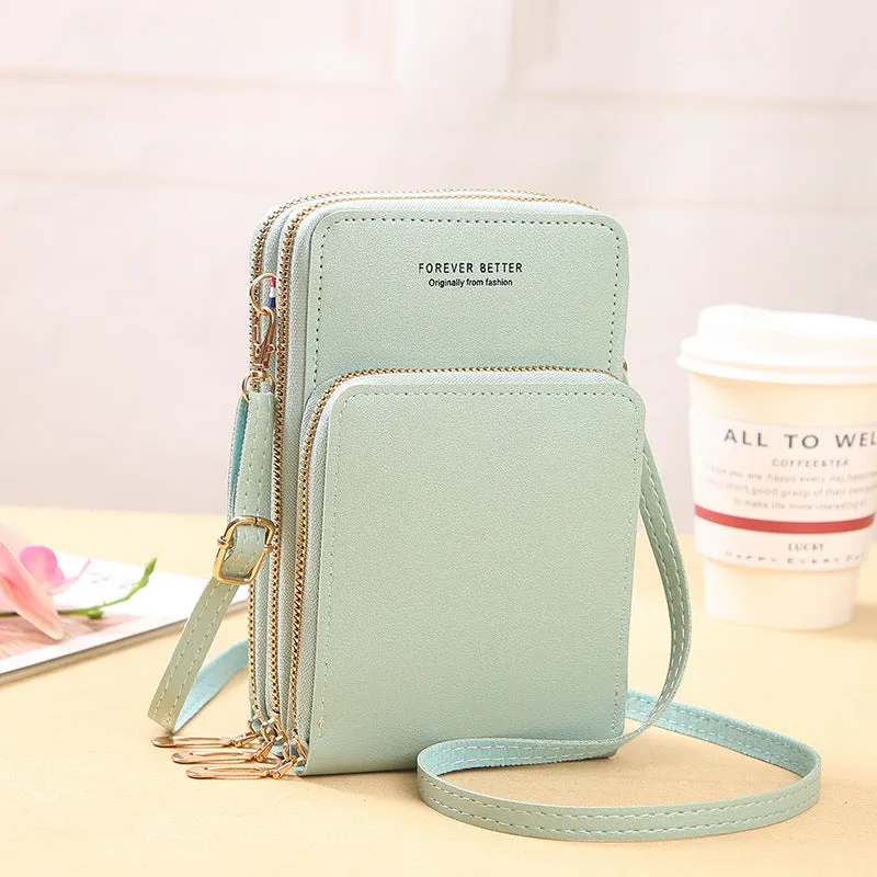 Women's Large Capacity Solid Color Fashion Simple Touch Phone Bags