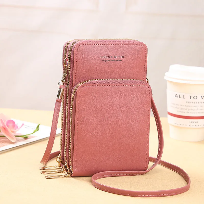 Women's Large Capacity Solid Color Fashion Simple Touch Phone Bags