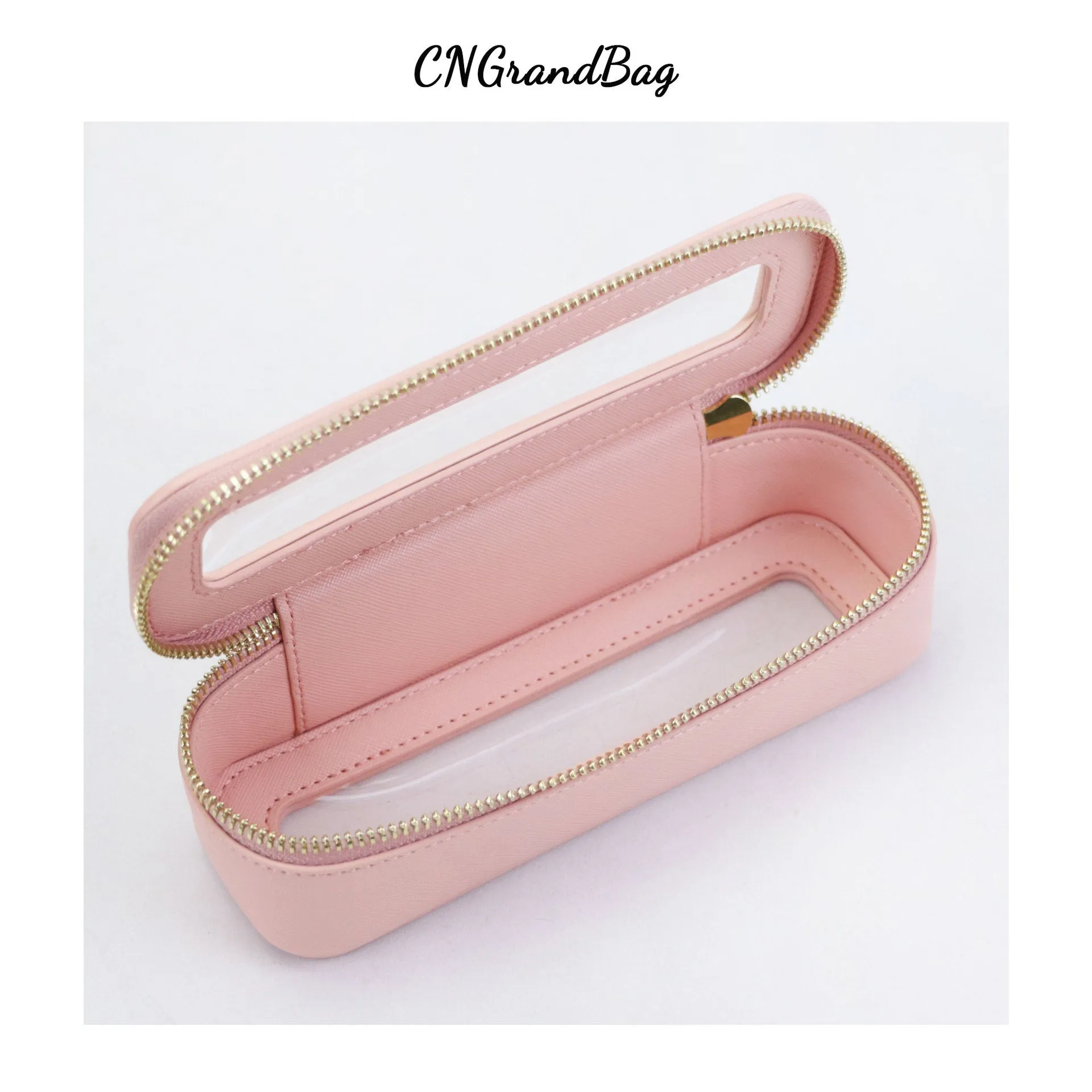 Women's Leather Waterproof Transparent Wash Large Capacity Makeup Cosmetic Bags