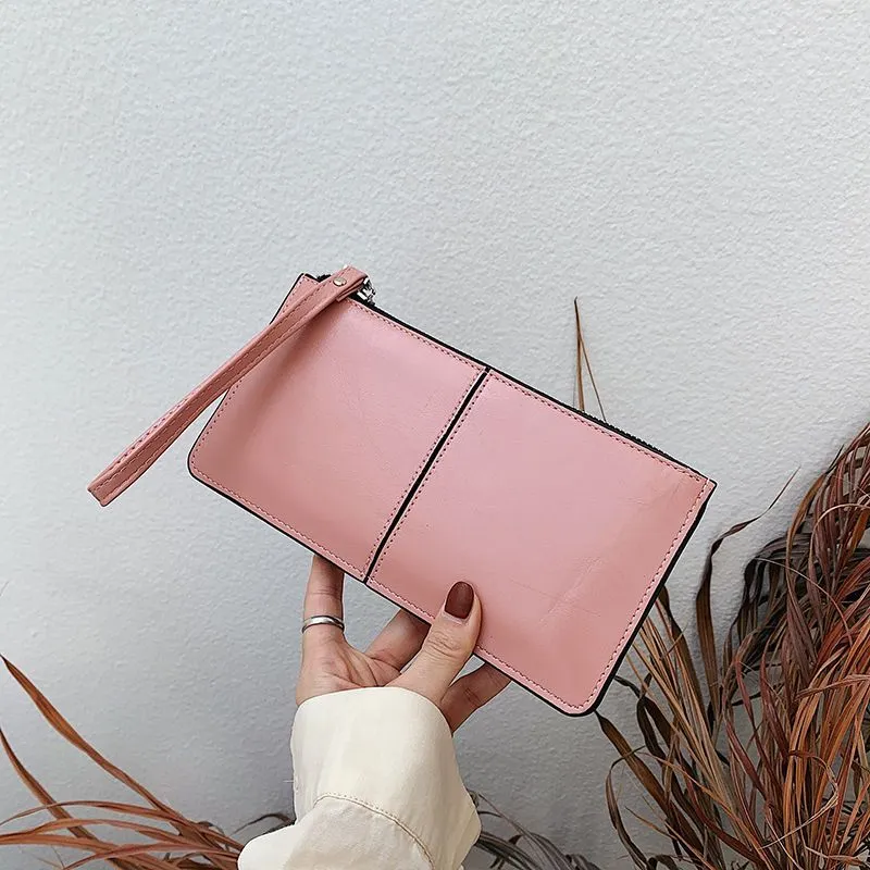 Women's Long Korean Style Zipper Mobile Bags