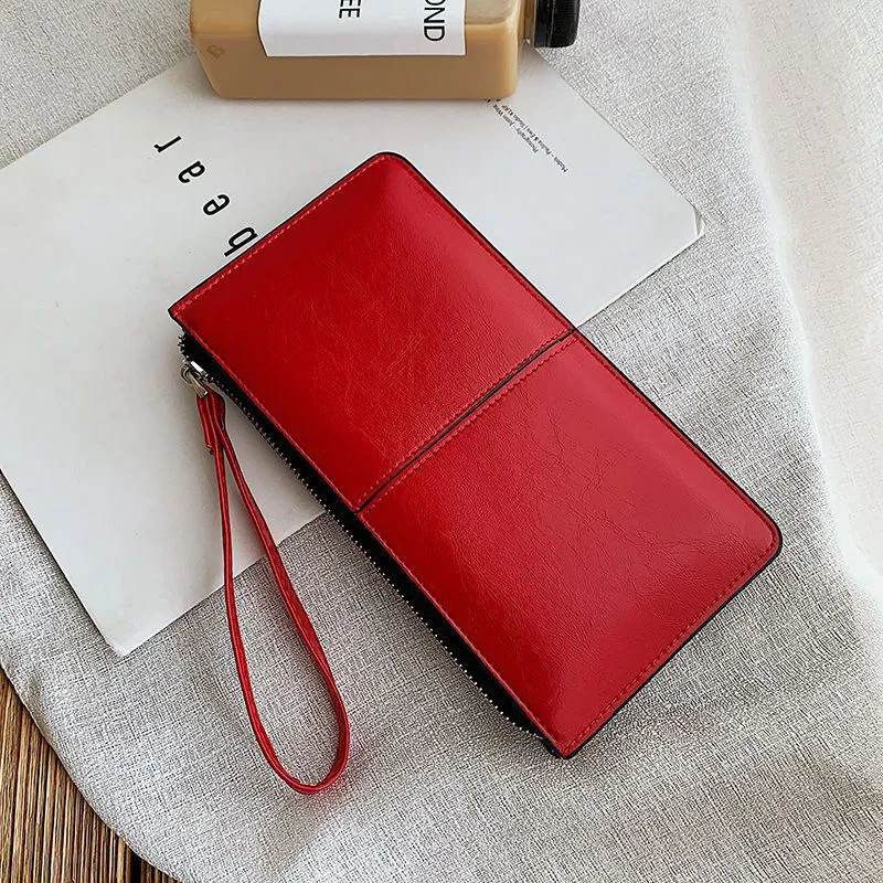 Women's Long Korean Style Zipper Mobile Bags
