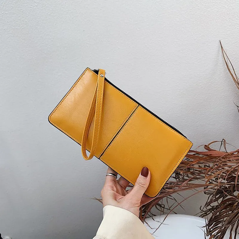 Women's Long Korean Style Zipper Mobile Bags