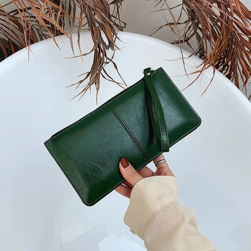 Women's Long Korean Style Zipper Mobile Bags