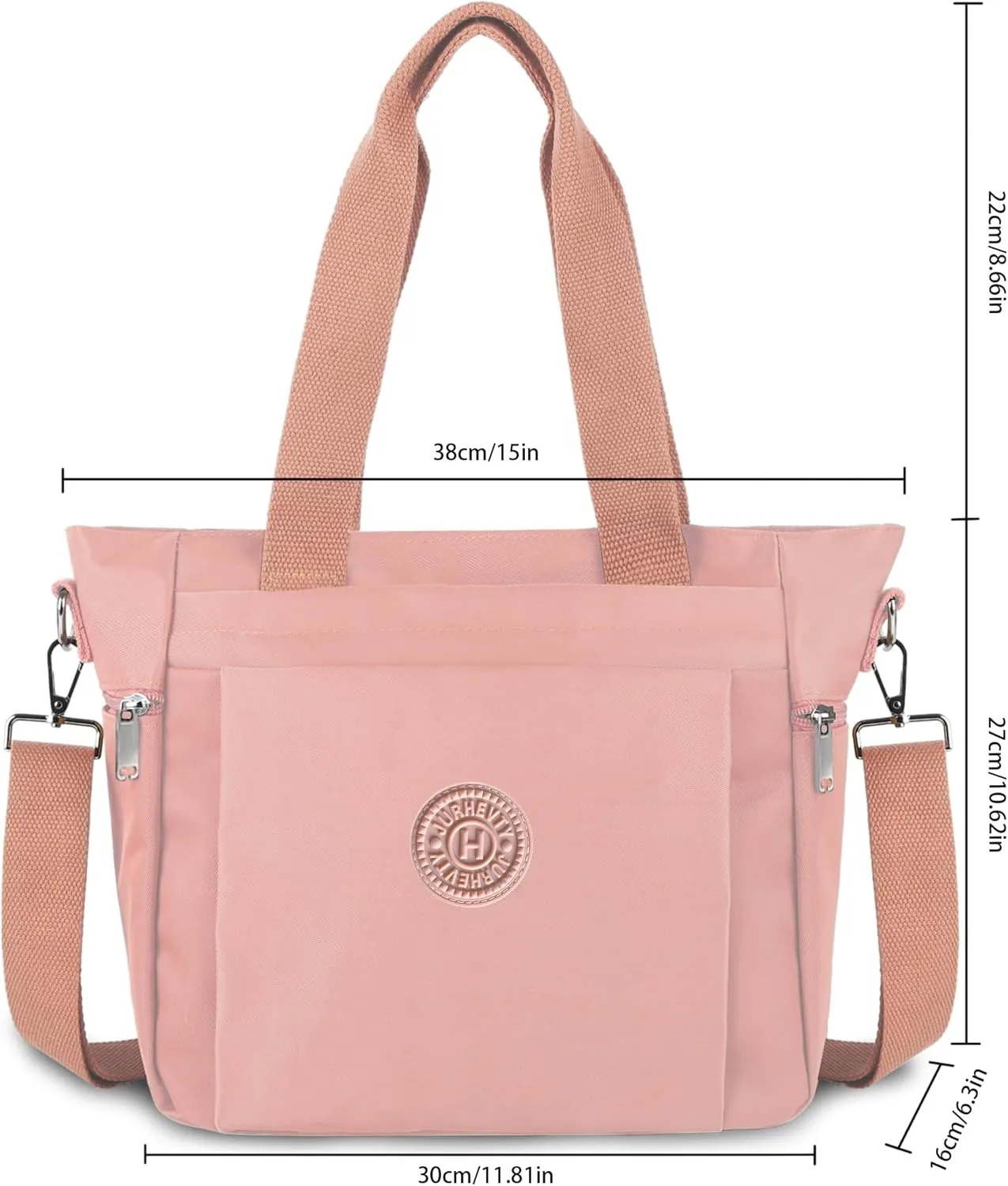 Women's Nylon Tote Bag with Zipper for Work or Travel