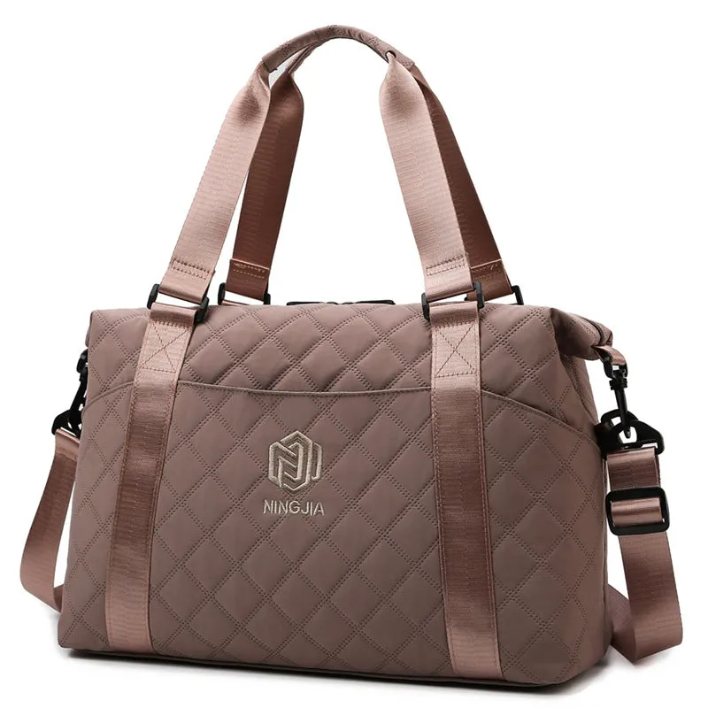 Women's Rhombus Lightweight Korean Style High-grade Large Travel Bags