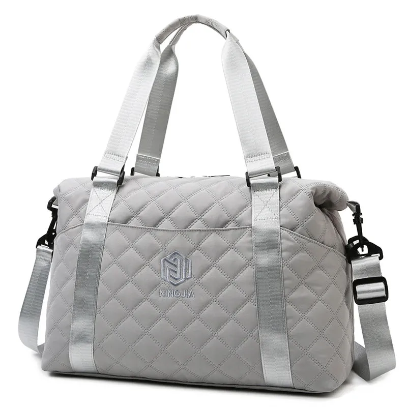 Women's Rhombus Lightweight Korean Style High-grade Large Travel Bags