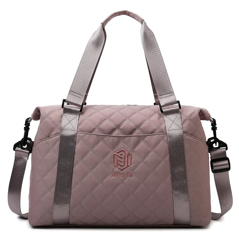 Women's Rhombus Lightweight Korean Style High-grade Large Travel Bags
