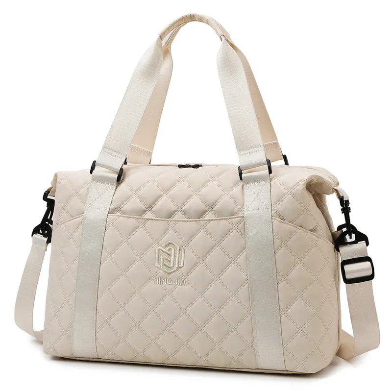 Women's Rhombus Lightweight Korean Style High-grade Large Travel Bags