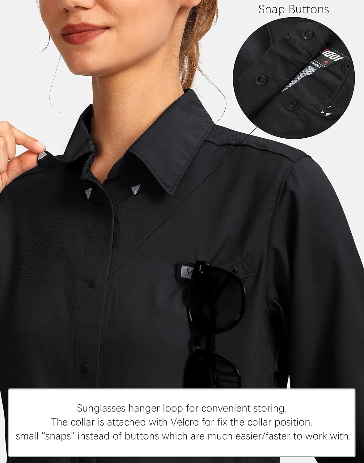 Womens Sun Protection Fishing Shirt with Zipper Pockets Lightweight SPF Long Sleeve Shirts for Hiking Safari