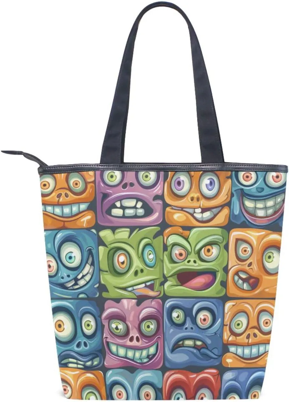 Women's Tote Bag Shoulder Handbags Canvas Large Capacity Shopping Dating Bag Pockets Zipper