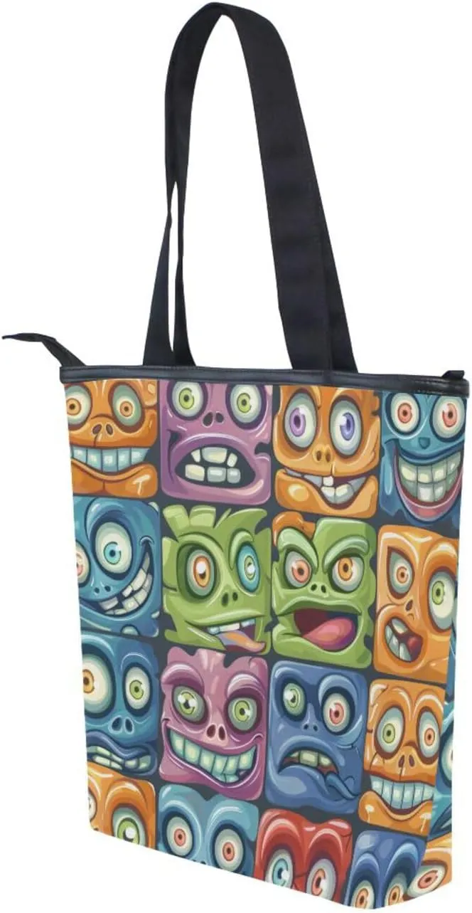Women's Tote Bag Shoulder Handbags Canvas Large Capacity Shopping Dating Bag Pockets Zipper
