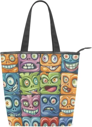 Women's Tote Bag Shoulder Handbags Canvas Large Capacity Shopping Dating Bag Pockets Zipper