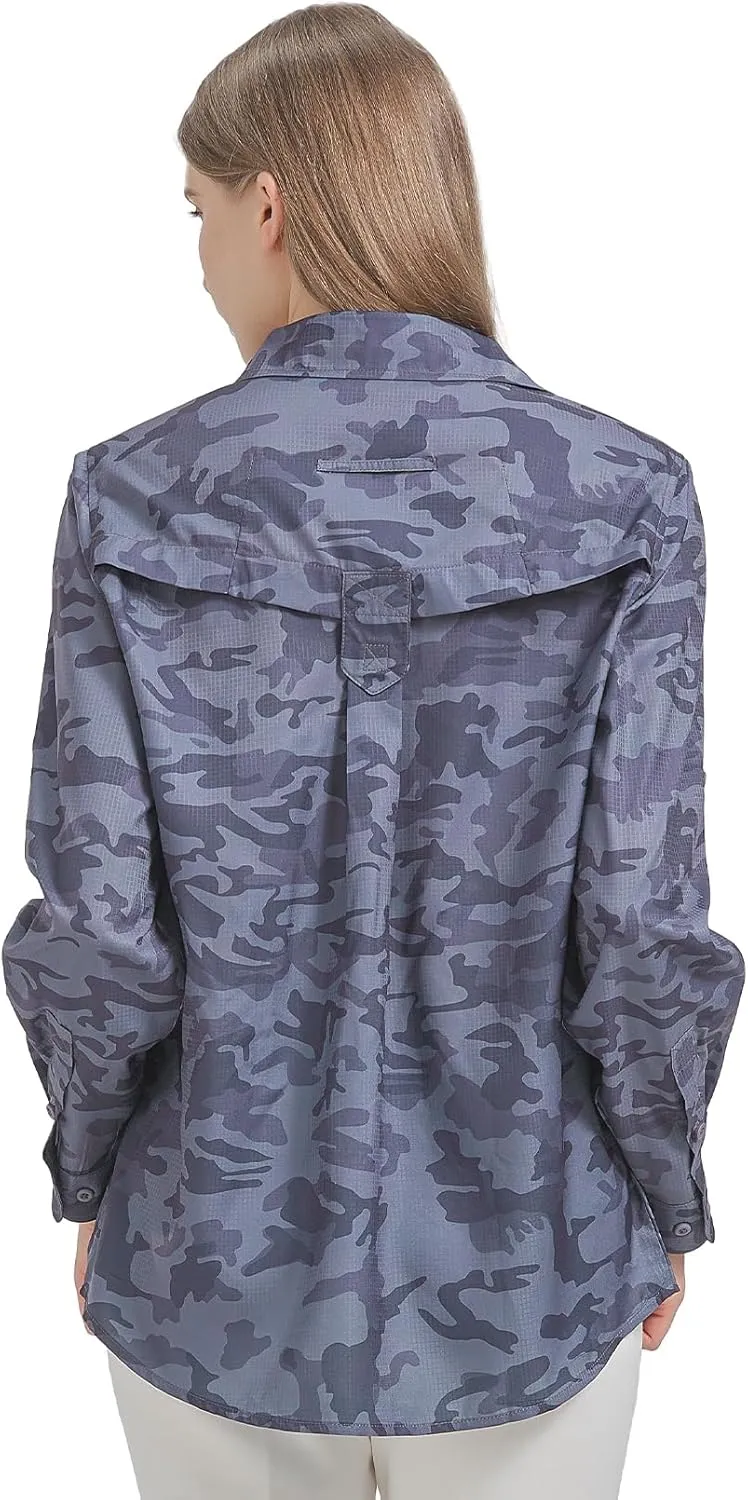 Women's UPF 50 Long Sleeve UV Sun Protection Safari Shirts Outdoor Quick Dry Fishing Hiking Travel Shirts