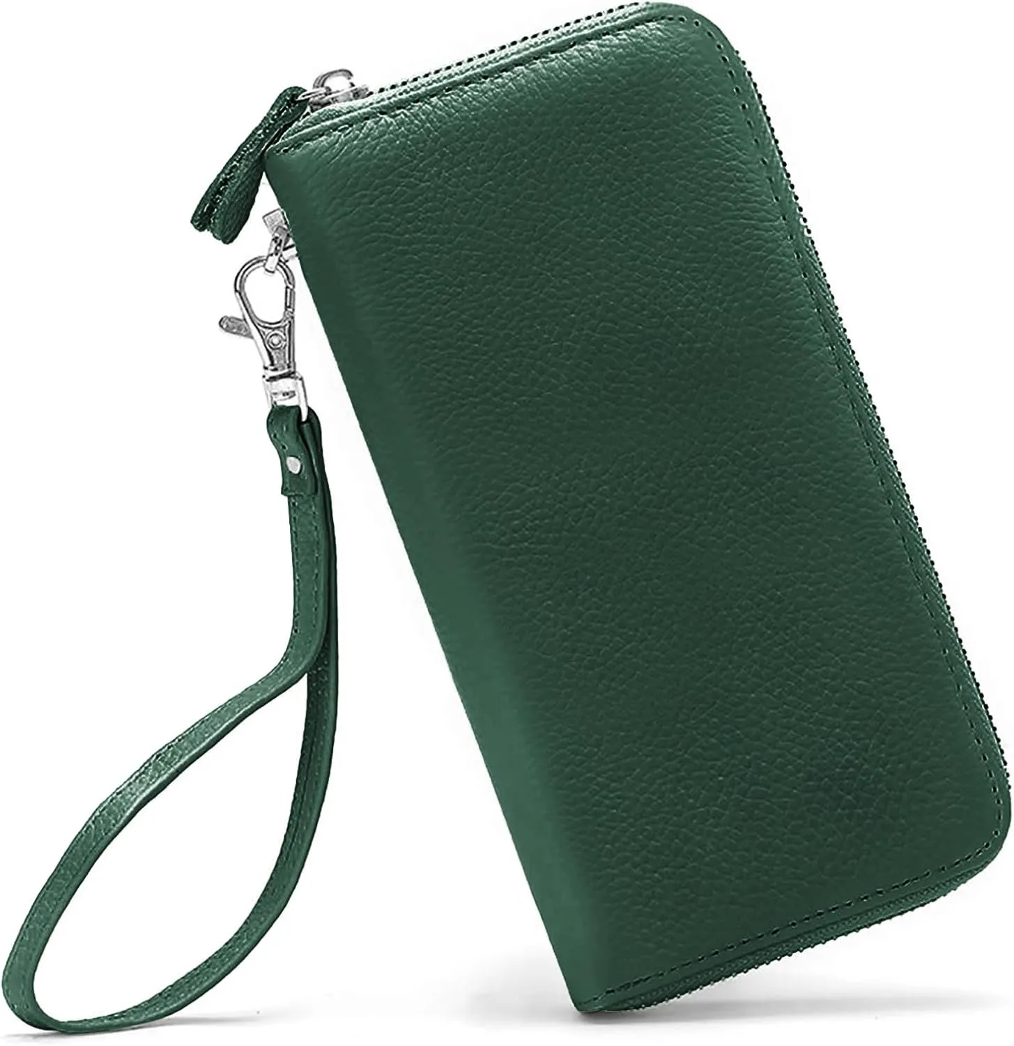 Womens Wallet RFID Blocking Genuine Leather Zip Around Wallet Clutch Wristlet Travel Long Purse for Women