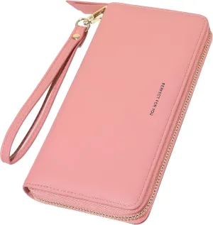 Womens Wallet RFID Large Capacity Zip Around Wallet PU Leather Credit Card Holder Clutch Wristlet Wallet Travel Purse