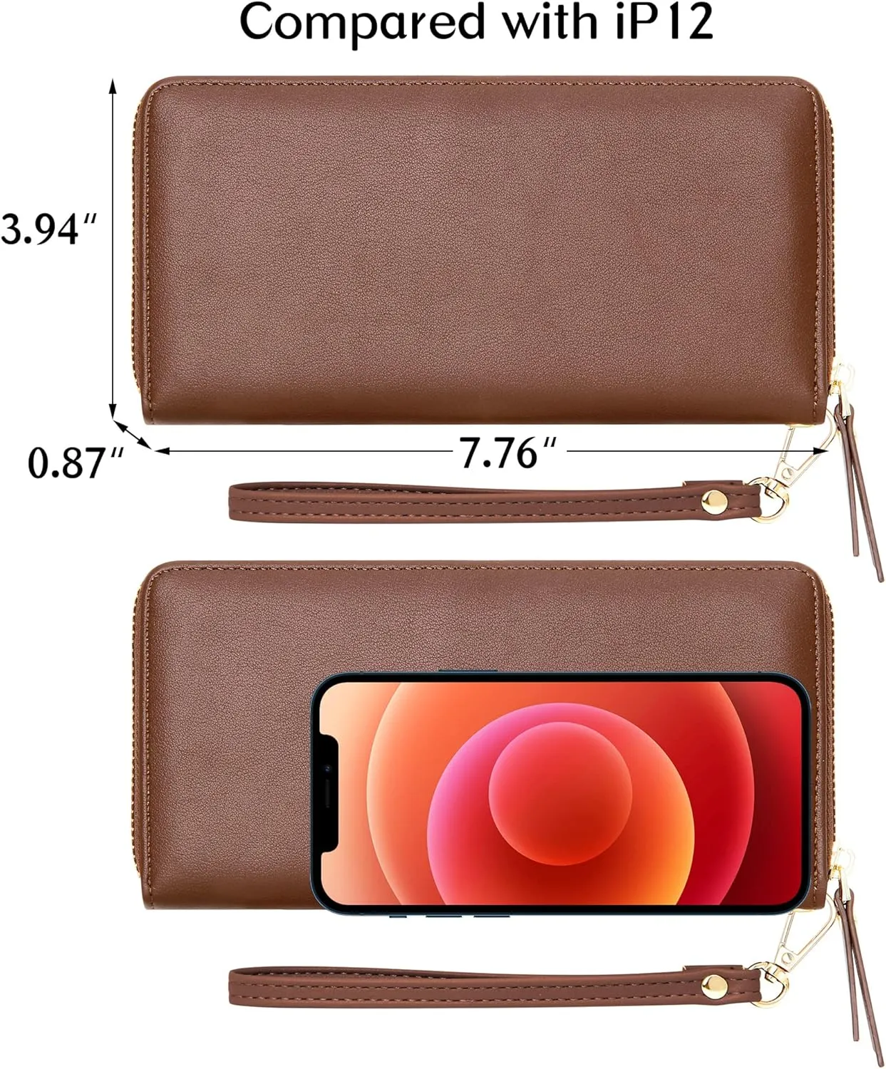 Womens Wallet RFID Large Capacity Zip Around Wallet PU Leather Credit Card Holder Clutch Wristlet Wallet Travel Purse