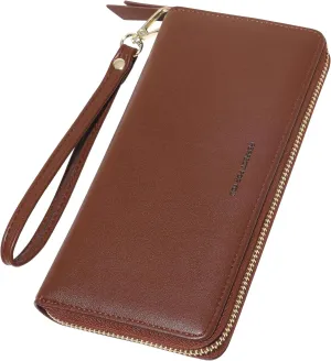 Womens Wallet RFID Large Capacity Zip Around Wallet PU Leather Credit Card Holder Clutch Wristlet Wallet Travel Purse