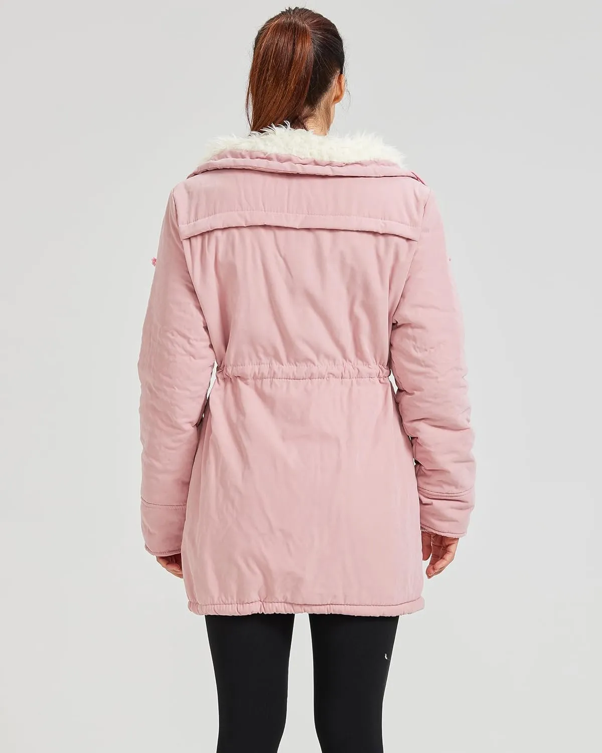 Women's Winter Mid Length Thick Warm Faux Lamb Wool Lined Jacket Coat