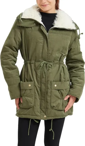 Women's Winter Mid Length Thick Warm Faux Lamb Wool Lined Jacket Coat