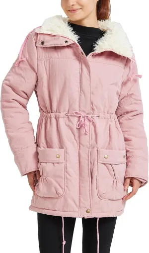 Women's Winter Mid Length Thick Warm Faux Lamb Wool Lined Jacket Coat