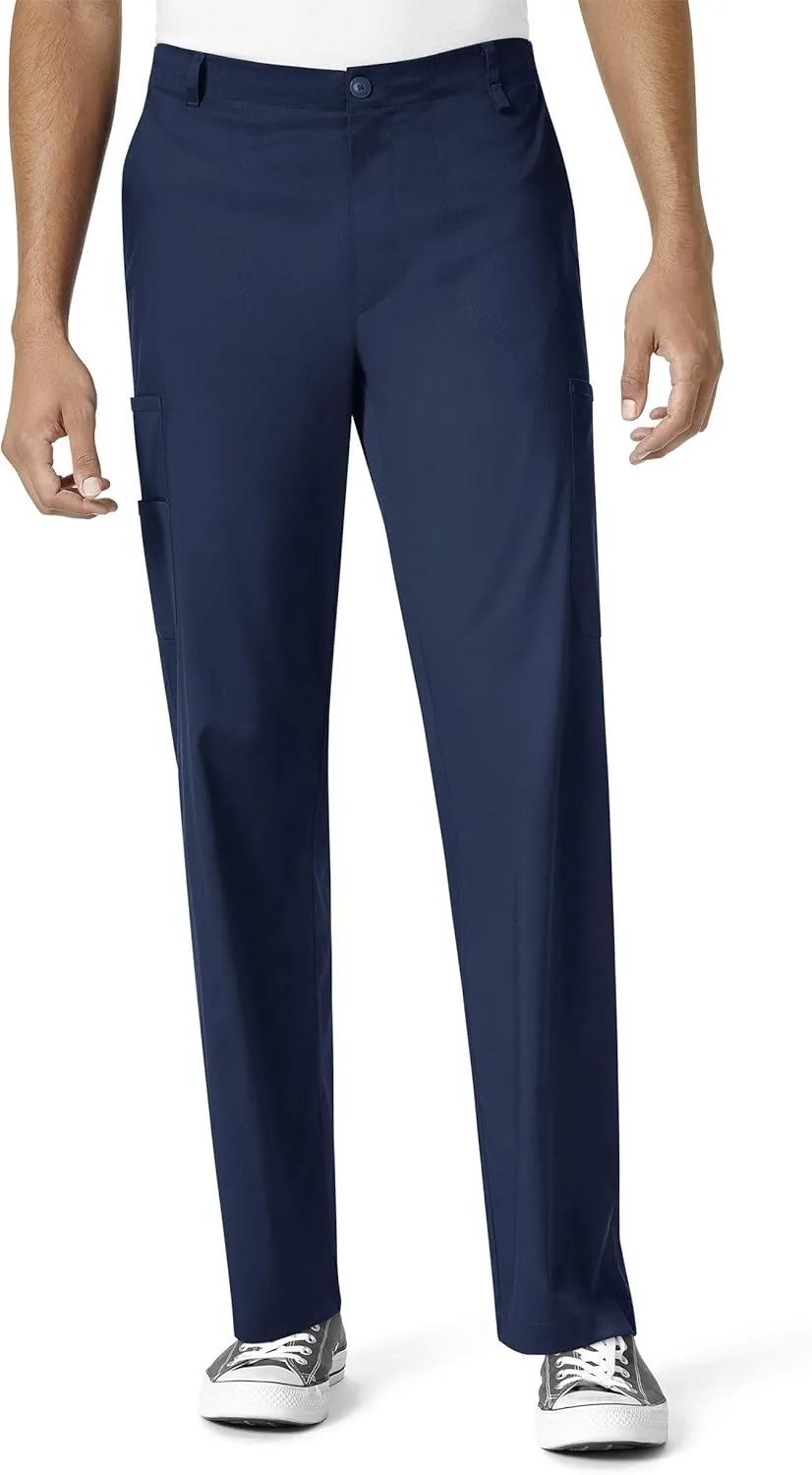 WonderWink PRO Men's V-Neck Top & Straight Leg Cargo Pant Scrub Set   Badge Reel