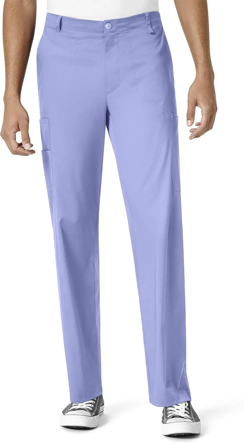 WonderWink PRO Men's V-Neck Top & Straight Leg Cargo Pant Scrub Set   Badge Reel