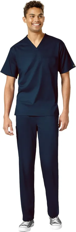 WonderWink PRO Men's V-Neck Top & Straight Leg Cargo Pant Scrub Set   Badge Reel