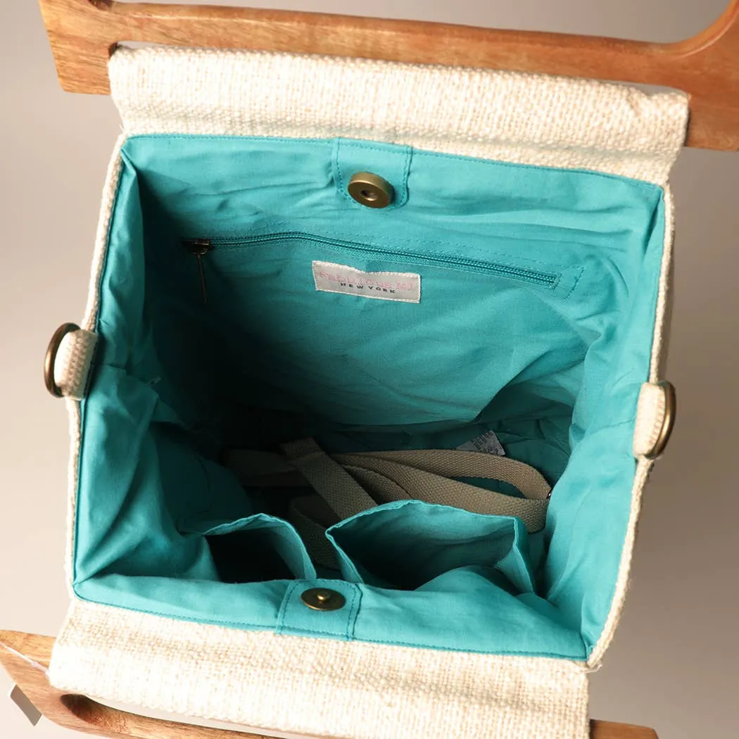 Wooden Handle Beaded Summer Bag