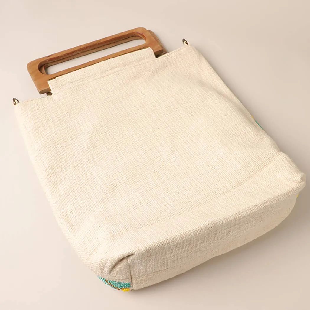 Wooden Handle Beaded Summer Bag