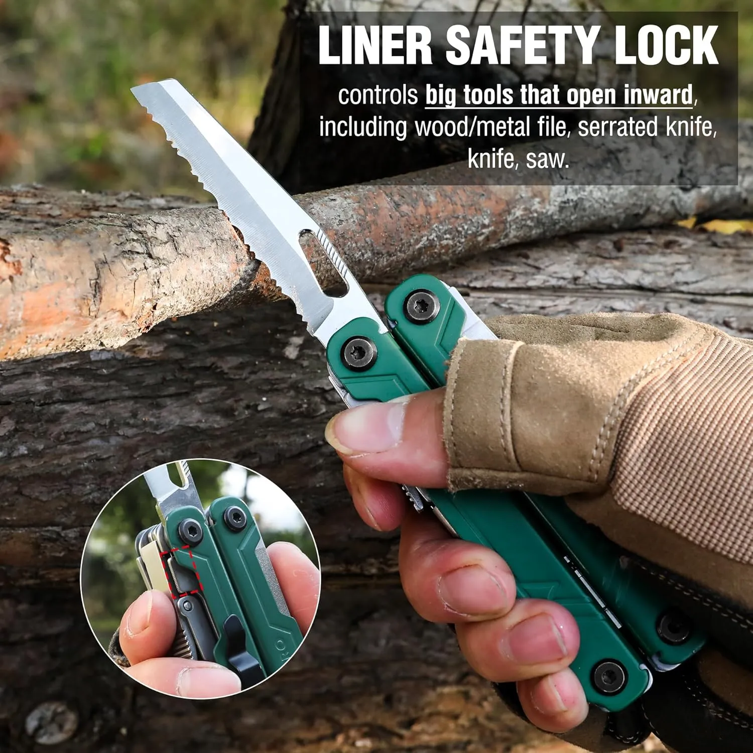 WORKPRO 18-in-1 Multi Tool Pliers, Stainless Steel EDC Multitool with Pocket Knife, 2 Safety Locks, Belt Clip and Oxford Pouch, Multipurpose Utility Multiuse Tool for Camping Outdoor Activities
