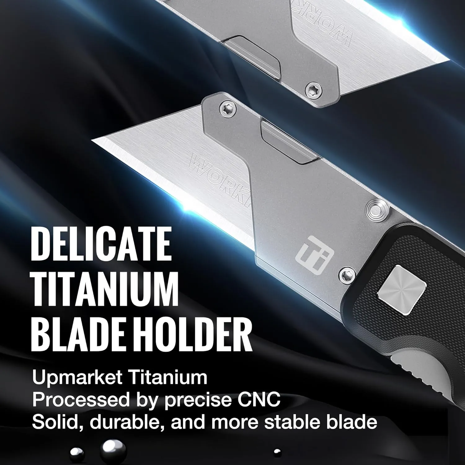 WORKPRO Premium Titanium Utility Knife, CNC Unibody, Lightweight G-10Handle Folding Box Cutter, Quick Change Blade Razor Knife,Ideal Gifts for Men Women, with 10 Extra Blades