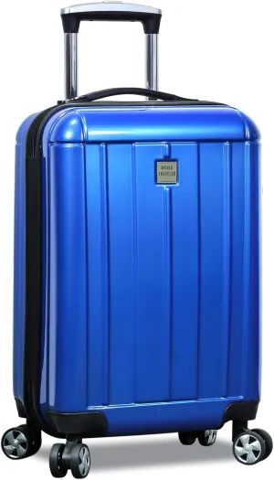 World Traveler Contour Lightweight Polycarbonate Hardside Expandable Spinner Luggage with TSA Lock, Blue, 20-inch