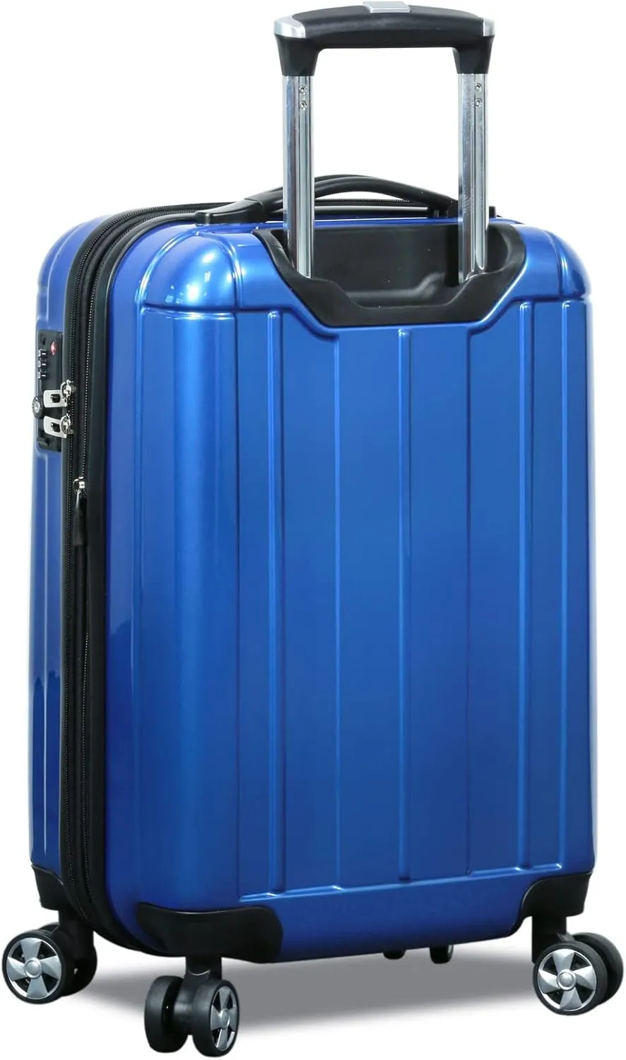 World Traveler Contour Lightweight Polycarbonate Hardside Expandable Spinner Luggage with TSA Lock, Blue, 20-inch