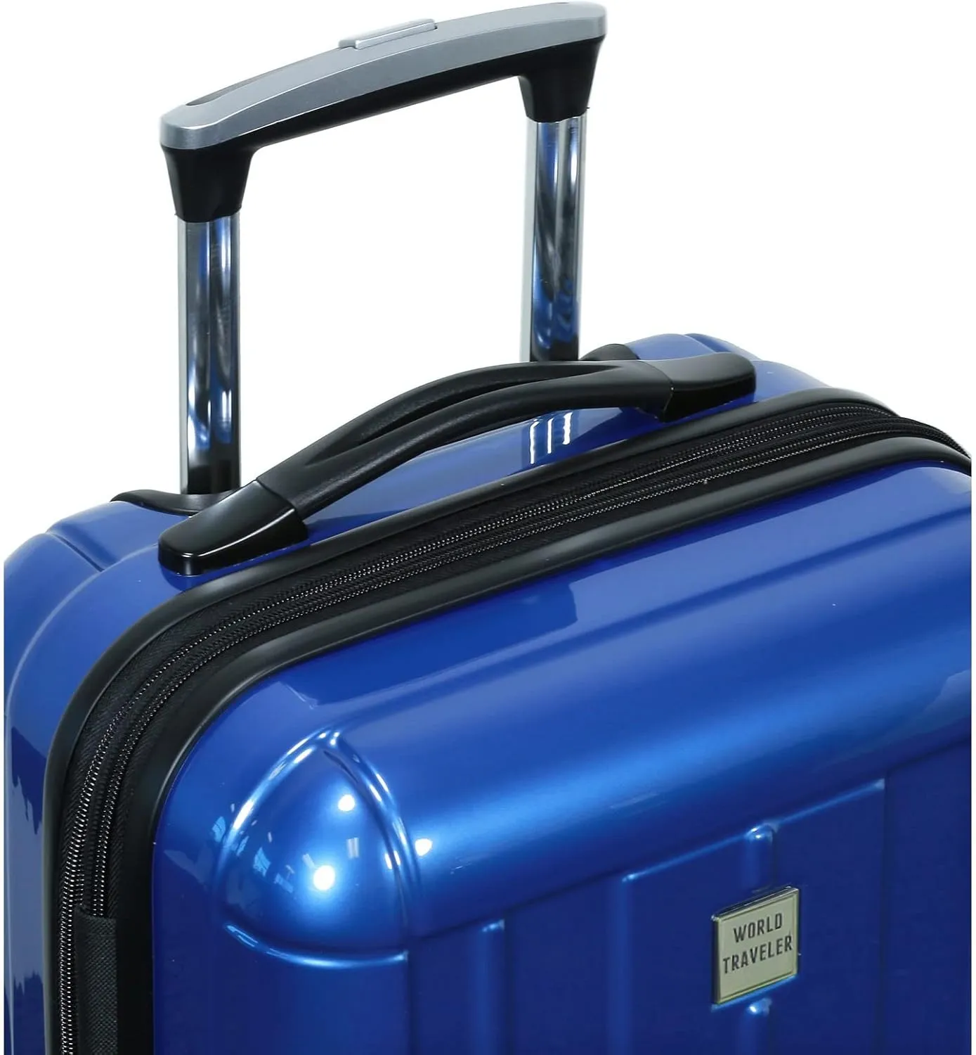 World Traveler Contour Lightweight Polycarbonate Hardside Expandable Spinner Luggage with TSA Lock, Blue, 20-inch
