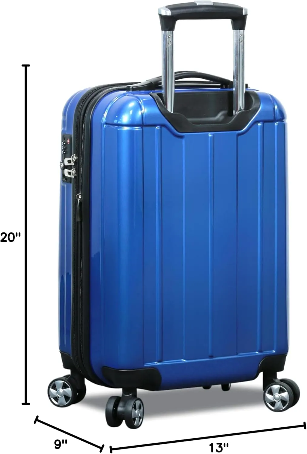 World Traveler Contour Lightweight Polycarbonate Hardside Expandable Spinner Luggage with TSA Lock, Blue, 20-inch