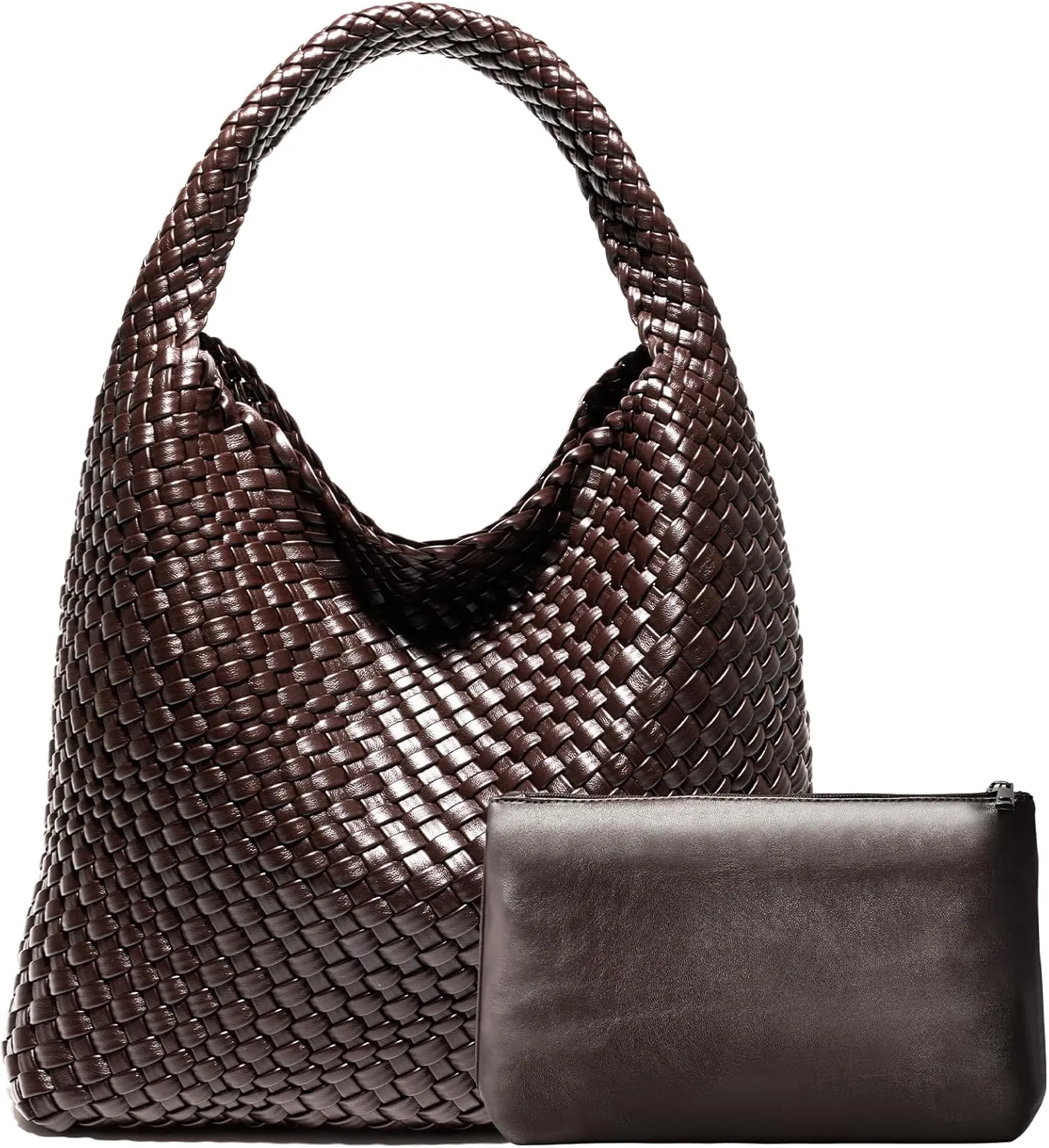 Woven Bag Purses and Handbags Woven Vegan Leather Tote Shoulder Top-Handle Bag With Purses for Women