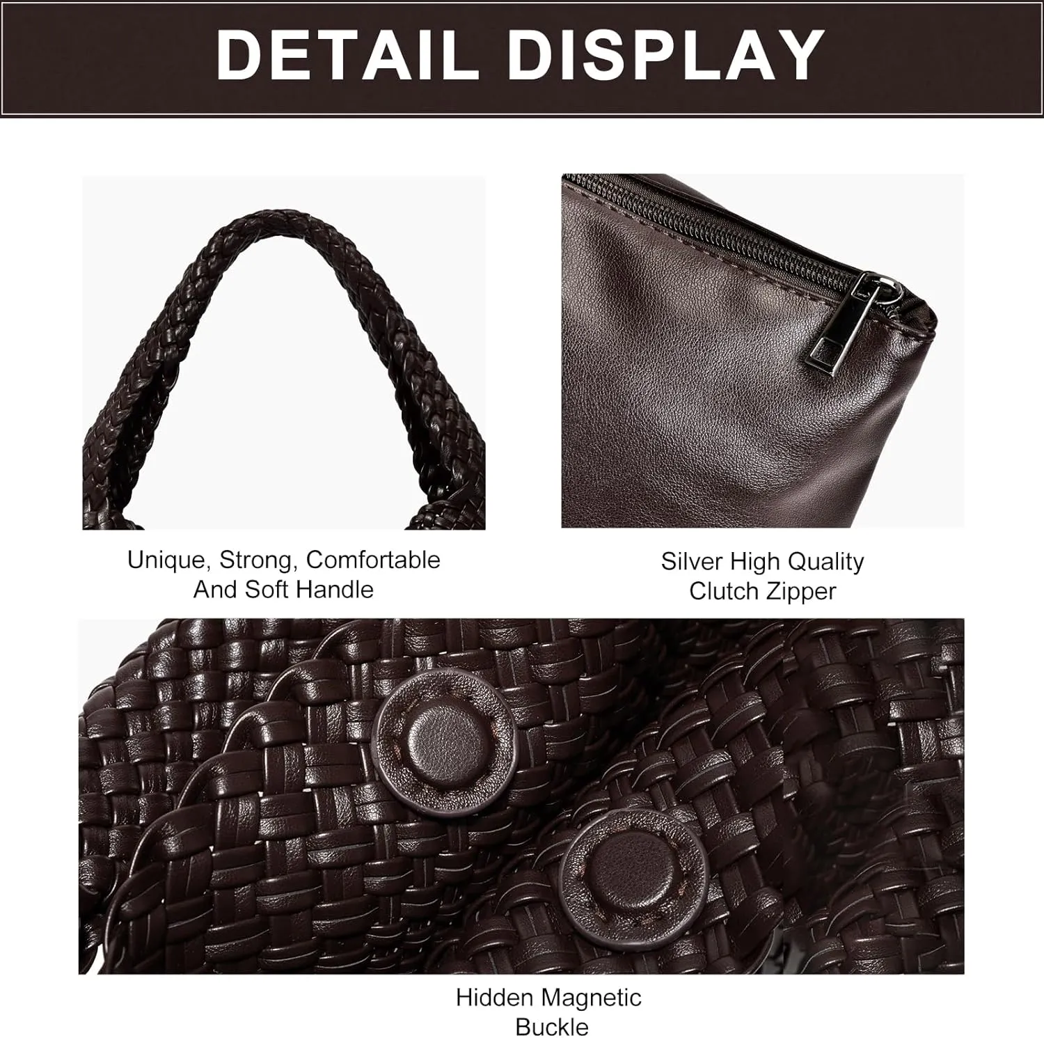 Woven Bag Purses and Handbags Woven Vegan Leather Tote Shoulder Top-Handle Bag With Purses for Women