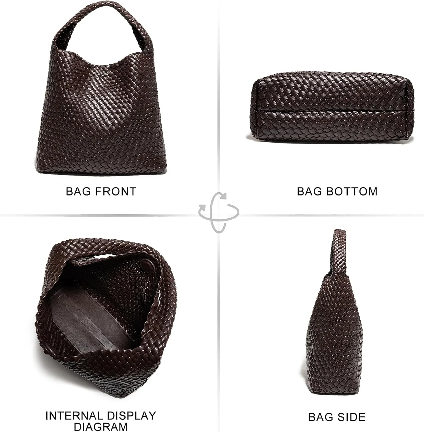 Woven Bag Purses and Handbags Woven Vegan Leather Tote Shoulder Top-Handle Bag With Purses for Women