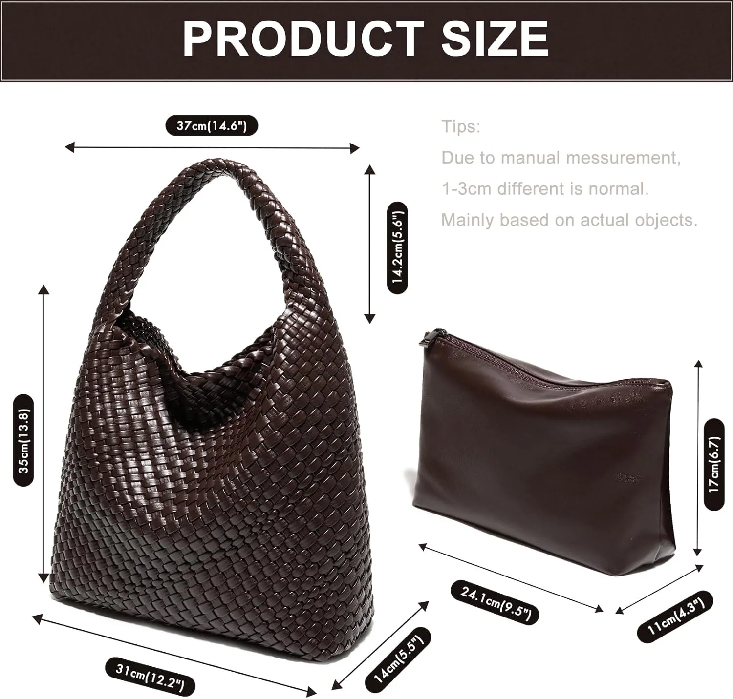 Woven Bag Purses and Handbags Woven Vegan Leather Tote Shoulder Top-Handle Bag With Purses for Women