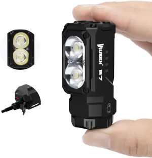 WUBEN E7 1800 Lumen Rechargeable Mini Flashlight with Magnet - Super Bright 6 Modes EDC Flashlight, Typ-C Rechargeable LED; IP68 Pocket Flashlight for Headlamp Use, Rescue, Camping