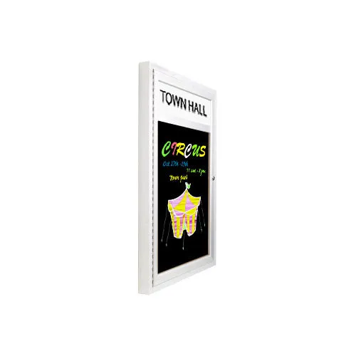 XL Outdoor Dry Erase Marker Board SwingCases with Header & LED Light (Magnetic Porcelain Steel Gloss Black Board )