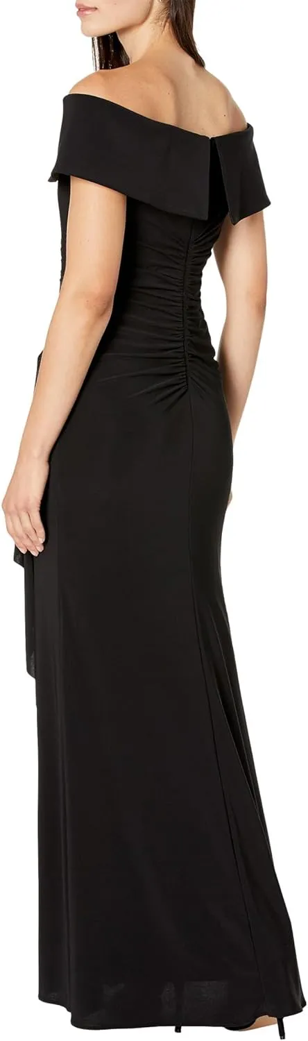 Xscape Long Ity Off-The-Shoulder Side Ruched