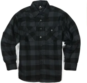 YAGO Men's Quilted Lining Button Up Plaid Flannel Shirt Jacket with Side Pockets