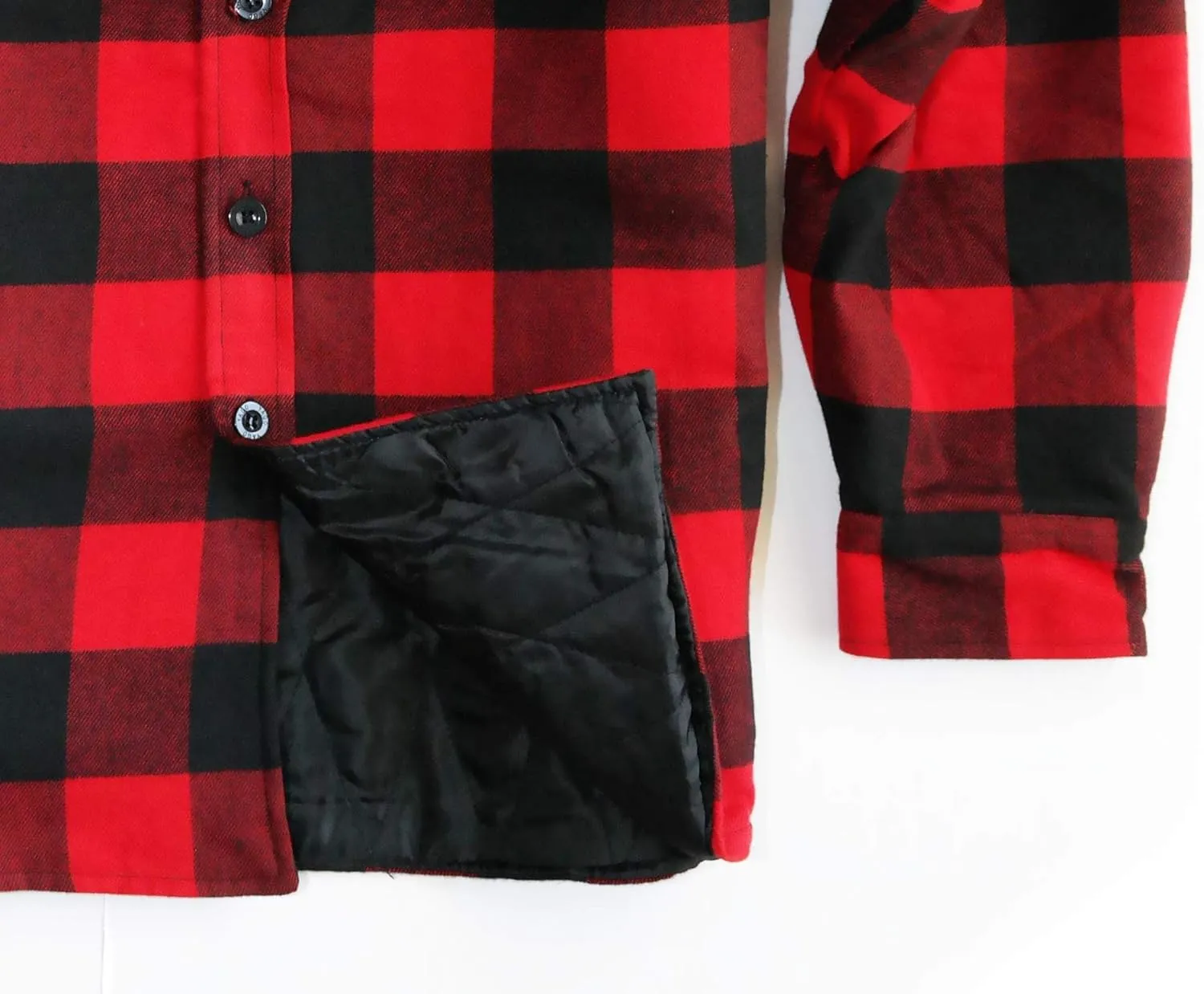 YAGO Men's Quilted Lining Button Up Plaid Flannel Shirt Jacket with Side Pockets