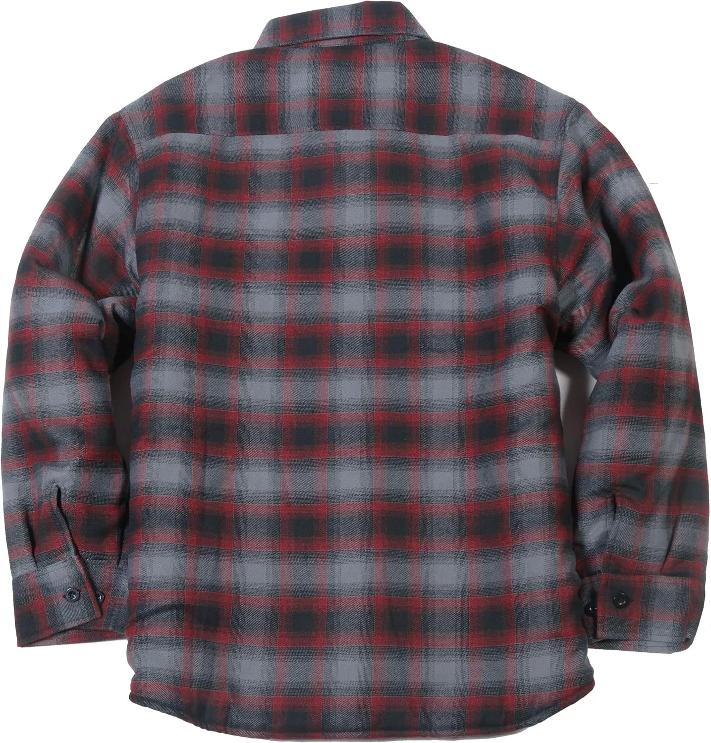 YAGO Men's Quilted Lining Button Up Plaid Flannel Shirt Jacket with Side Pockets
