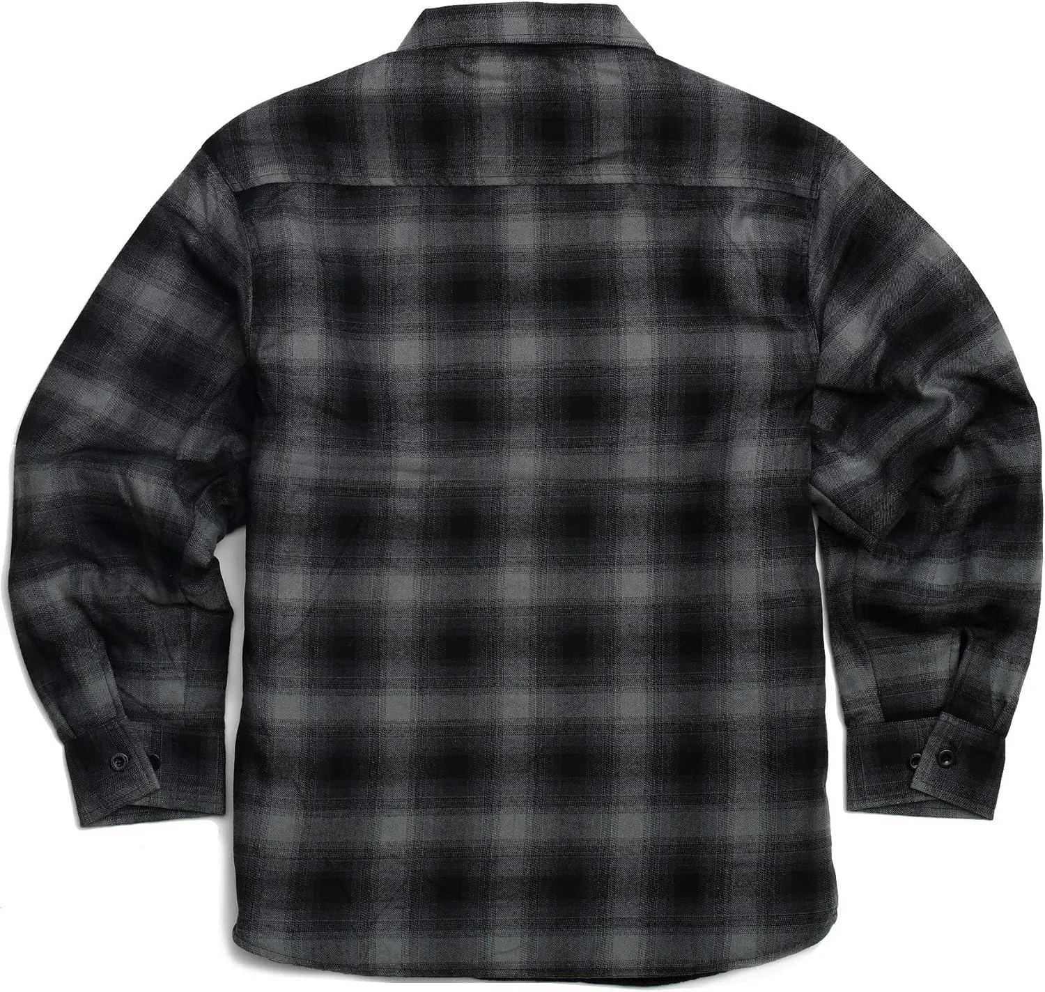 YAGO Men's Quilted Lining Button Up Plaid Flannel Shirt Jacket with Side Pockets